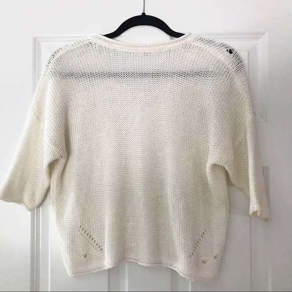 Black Poppy Cropped White Sweater - Picture 2 of 7